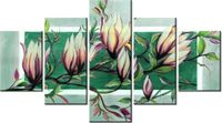 75CM 120 OBRAZ 5 ELEM SŁODYCZ MAGNOLII ZIELENI ŚCIENNY DRUK