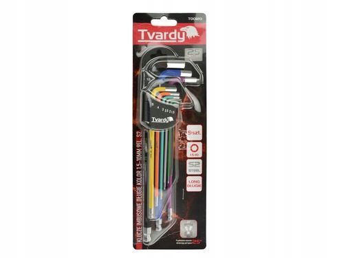 TVARDY ZESTAW KLUCZE IMBUSOWE IMBUSY DŁUGIE HEX 1.5-10mm 9sztuk KOLOR na Arena.pl