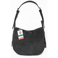 Włoska skórzana torebka worek na ramię Vera Pelle ,,format A4, Szara LBB53G