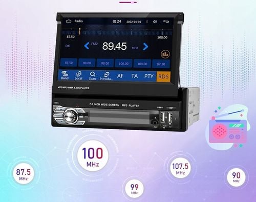 RADIO SAMOCHODOWE 1DIN 7'' BT WYSUWANY EKRAN DOTYKOWY MIRROR LINK na Arena.pl