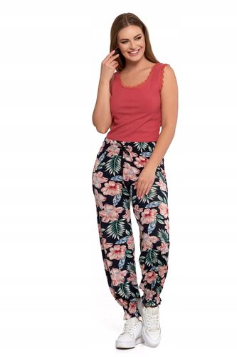 Spodnie Damskie Długie Luźne Nogawki Alladynki Lekkie Kwiaty MORAJ L/XL na Arena.pl