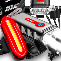 Lampka Rowerowa Światło PRZÓD TYŁ LED na rower kierownicę MOCNA USB 1800lm