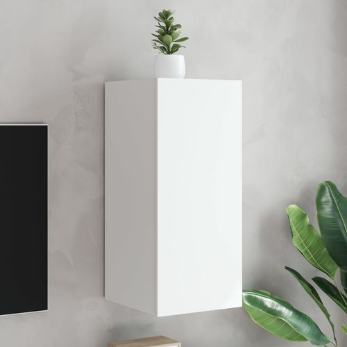 Ścienna szafka TV z LED, biała, 30,5x35x70 cm na Arena.pl