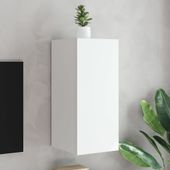 Ścienna szafka TV z LED, biała, 30,5x35x70 cm