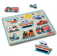 Interaktywna Układanka Pojazdy Drewniane puzzle z dźwiękiem MelissaandDoug