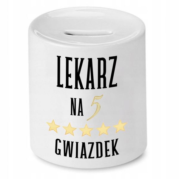 Skarbonka Dla Lekarza Doktora Na 5 Gwiazdek Z Nadrukiem Ze Zdjęciem zdjęcie 1