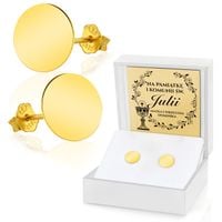 Kolczyki Kółeczka Pozłacane z Grawerem na Komunię Św. dla Dziewczynki