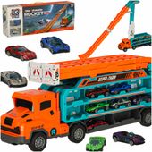 Tor Wyścigowy Samochodowy Laweta Transporter 6 El. Pomarańczowy
