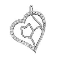 SREBRNY WISIOREK SERDUSZKO Z KOTEK SREBRO PRÓBY 925 SERCE KOT