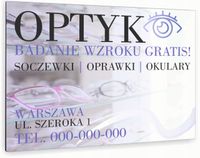nadruk UV TABLICZKA reklamowa nierdzewna dibond 40x30 OPTYK badanie wzroku
