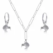 Ptaszek kiwi srebrny komplet ankier skręcany duże ogniwa srebro 925