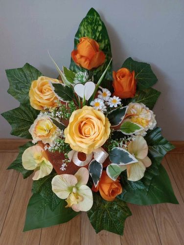 Stroik na cmentarz GRÓB kompozycja KOMPLET SERCE na Arena.pl