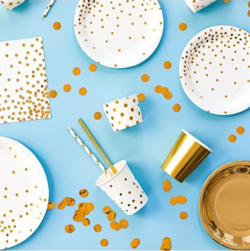 Serwetki papierowe białe w złote kropki, 10 szt. na Arena.pl