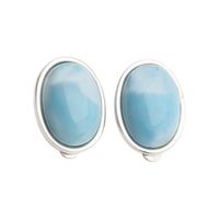 Klipsy - Larimar owalny w srebrze