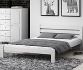 ŁÓŻKO 140X200 DREWNIANE WYSOKI ZAGŁÓWEK BIAŁE + STELAŻ