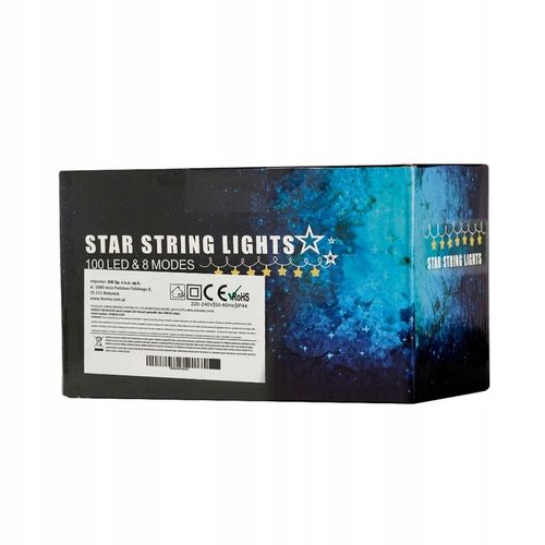 LAMPKI LED ŁAŃCUCH GWIAZDKI ŚWIĄTECZNE CHOINKOWE WESELE 10m 100LED na Arena.pl