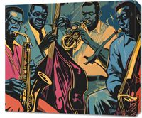 Obraz 70x60cm Jazzmani w Gazie