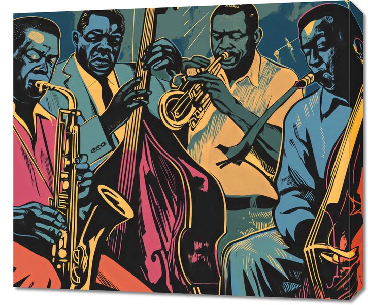 Obraz 70x60cm Jazzmani w Gazie zdjęcie 1