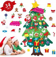 DUŻA FILCOWA CHOINKA DRZEWKO ŚWIĄTECZNE DRZWI +34 BOMBKI DIY 113cm PREZENT