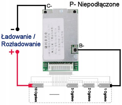 Moduł BMS 10s 15A Li-ion 18650 36V 42V Ładowarka na Arena.pl