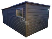 Garaż Blaszany 3x5 Brama - okno Antracyt - dach spad w tył TKD151