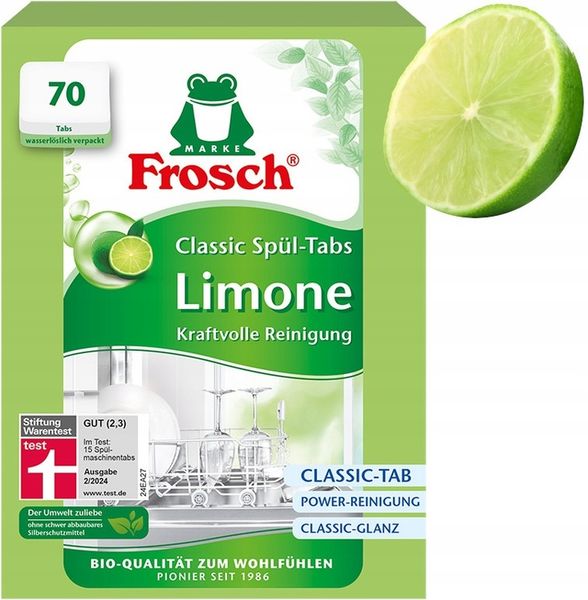 FROSCH Classic Lemon Tabletki do Zmywarki Skuteczne i Biodegradowalne x70 zdjęcie 1
