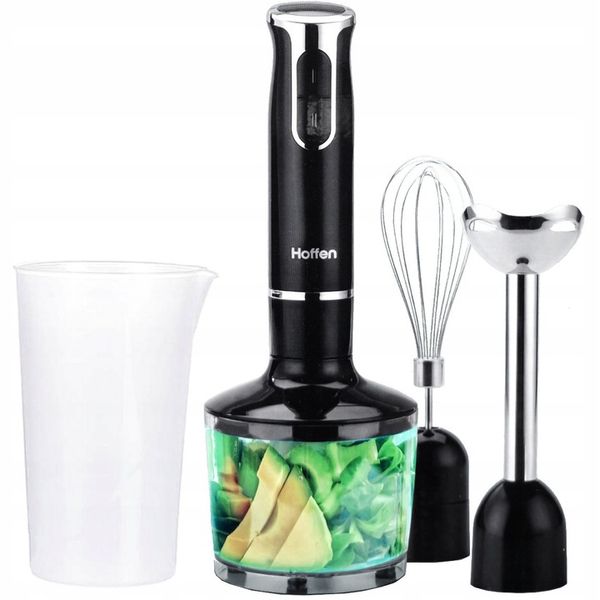 Blender ręczny 3w1 800W Czarny + Rozdrabniacz Ubijaczka 2 Pojemniki Hoffen zdjęcie 2
