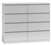 Komoda 8 Szuflad 120 cm Biała MALWINA TS - 5 Kolorów