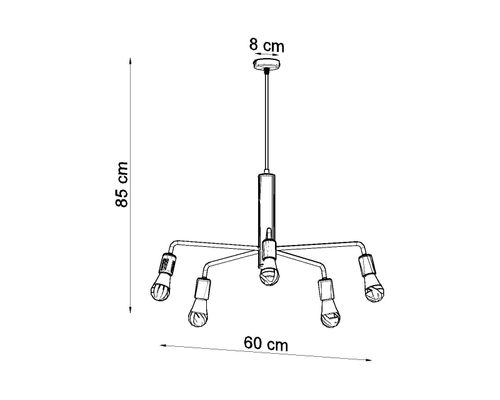 LAMPA wisząca SL.0304 metalowa OPRAWA zwis pająk sticks czarny na Arena.pl