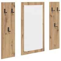 Wieszak na płaszcze montowany na ścianie Z lustrem dąb artisan