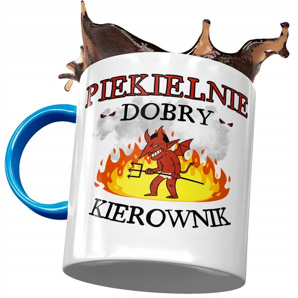 Kubek Błękitny Dla Kierownika Piekielnie Dobry Z Nadrukiem Ze Zdjęciem zdjęcie 1