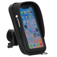 Saszetka rowerowa na kierownicę z uchwytem na telefon, etui wodoodporne, czarne