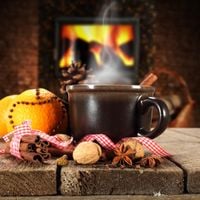 FOTOTAPETA kuchenna KOMINEK LASKI CYNAMONU KUBEK