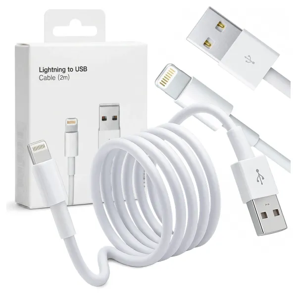 Kabel 2m Lightning do USB-A USB do Apple iPhone, iPad, iPod BOX Biały zdjęcie 3