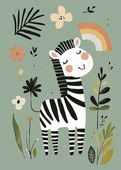 Plakat 50x70cm Wzory dla Dzieci, Dziewczynki i Chłopca - Zebra
