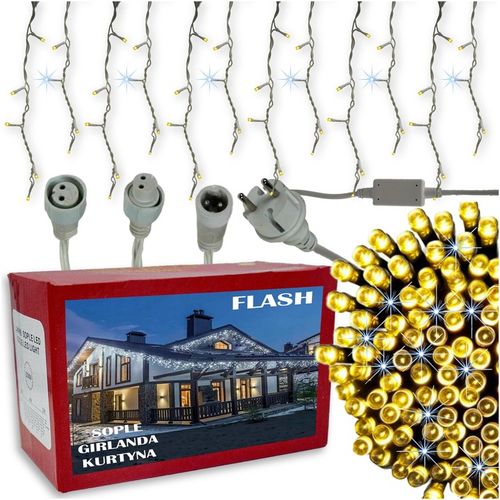 LAMPKI ZEWNĘTRZNE ŚWIĄTECZNE SOPLE 100 LED Z EFEKTEM FLASH FLESZ ŚWIATEŁKA na Arena.pl