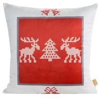 Welwetowa poszewka świąteczna z nadrukiem NOEL 60X60 biała+czerwona