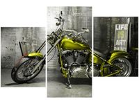 60CM 90 ZEGAR 3 ELEM OLIWKOWY MOTOCYKL ŚCIENNY