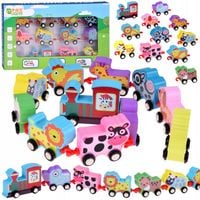 Pociąg z wagonami Klocki drewniane cyfry ZA3600