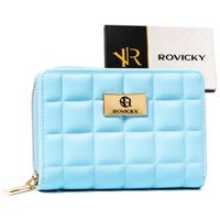 pojemny portfel damski w kolorze błękitnym zamykany zatrzaskiem