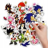 NAKLEJKI ETYKIETY NA ZESZYT NALEPKA Z POSTACIAMI SONIC WZORY 10SZT