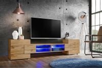 Pan Igiełka Szafka RTV LED Połysk Mat Czarny Biały Dąb Wotan Loft