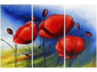 60 90CM OBRAZ 3 ELEM MAKI POLU DRUK PŁÓTNO RAMA