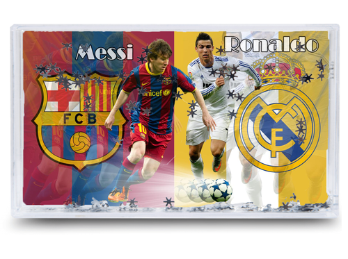 Akwarium - Ramka wodna 3D - Messi, Ronaldo na Arena.pl