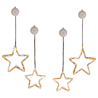 Gwiazdki LED na okno zestaw 4 sztuki metalowe ozdoby świąteczne timer