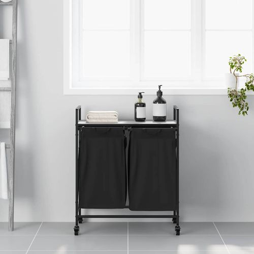 Kosz na pranie 2 przegrody z kółkami, szary dąb sonoma na Arena.pl