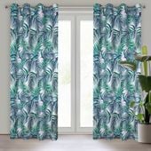 Zasłona gotowa na przelotkach PALMS 140x250 zielona biała w liście