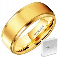 Złota 18k Obrączka z Tytany Matowa + Fazowane Krawędzie (8 mm)