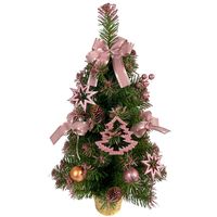 Choinka sztuczna w doniczce z ozdobami udekorowana 60 cm RÓŻOWA