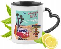 Kubek Czarny Z Uszkiem W Kształcie Serca Dla Neli Idealny Na Prezent